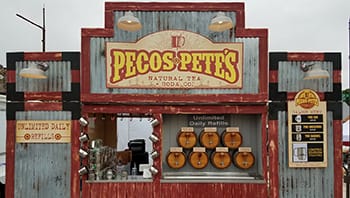 Pecos Pete's western themed soda stand set up for event catering.