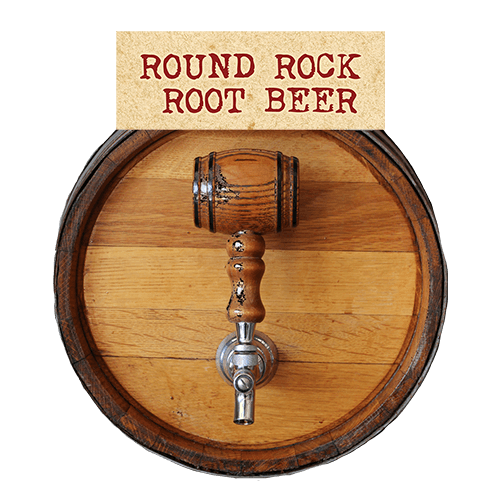 A barrel of Pecos Pete's Round Rock Root Beer soda